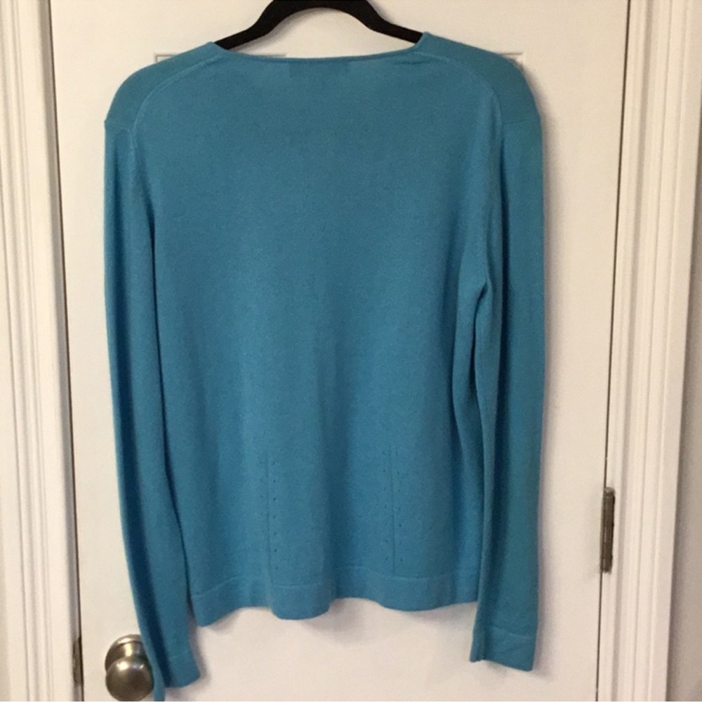 Saks Fifth Avenue Blue Cashmere Cardigan Sweater - Picture 5 of 6